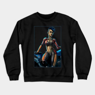 Blue haired biker girl Crewneck Sweatshirt